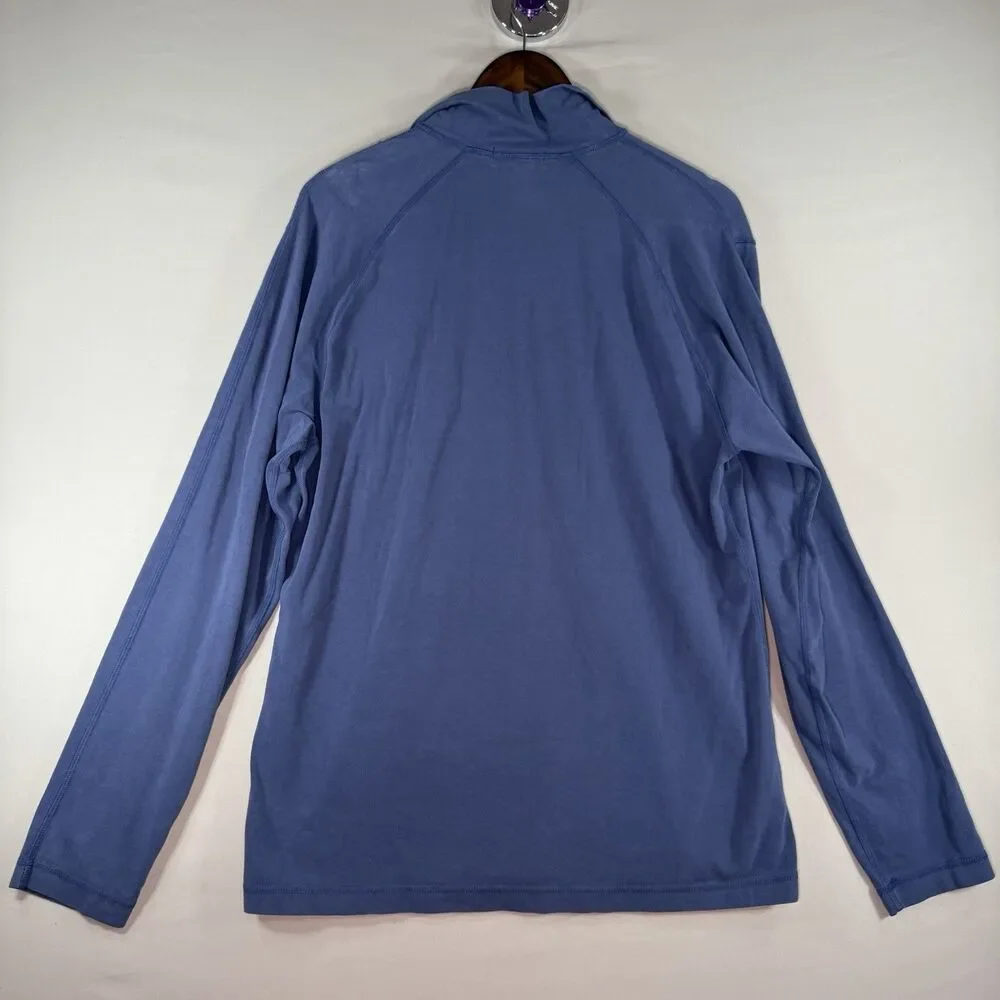 Banana Republic Pullover Zip Men's LG Blue Long Sleeve Crew Neck Stretchy Shirt